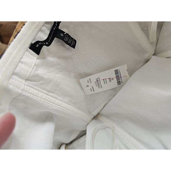 White House Black Market Eyelet Strapless Tiered Dress Admiral Size 0 Navy - Picture 7 of 12